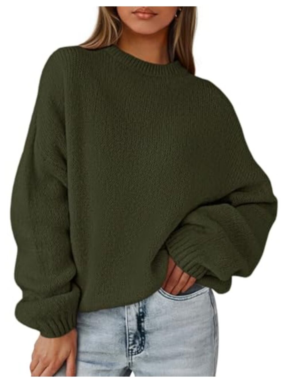 Womens Oversized Chunky Knit Pullover Sweater Drop Shoulder Long Sleeve
